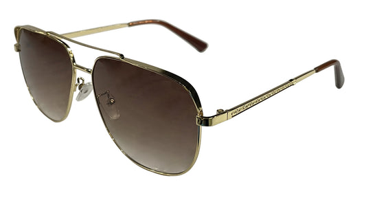 Golden and Brown Aviator Sunglasses