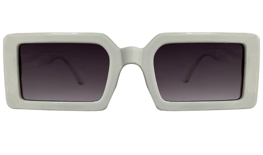 Unisex Purple Lens & White UV Protected Rectangle Sunglasses