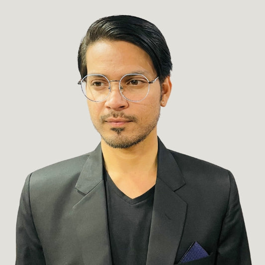 Skyblue with Gunmetal Hexa Round Eyeglasses
