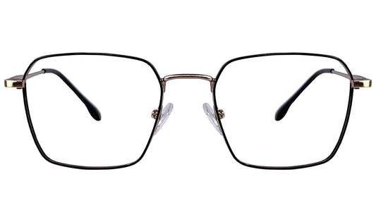 Black and Golden Square Eyeglasses