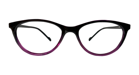 Black with Purple Oval Eyeglasses
