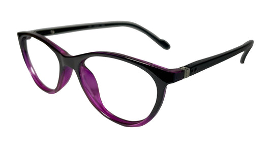 Black with Purple Oval Eyeglasses