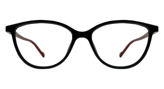 Black with Red Oval Eyeglasses
