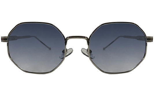 Blue Lenses with Silver Rim Hexagon Sunglasses