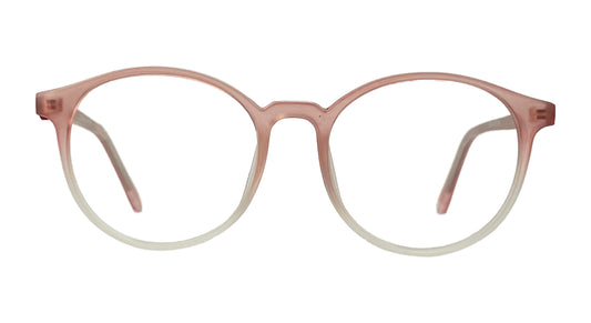 Matte Pink & White Round Eyeglasses