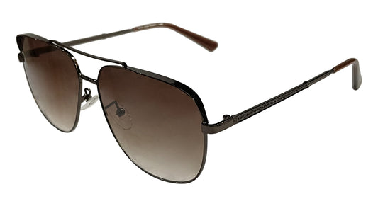 Brown Dual Bridge Aviator Sunglasses