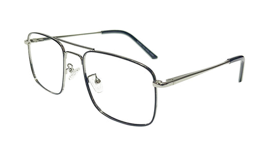 Black and Silver Rectangle Eyeglasses