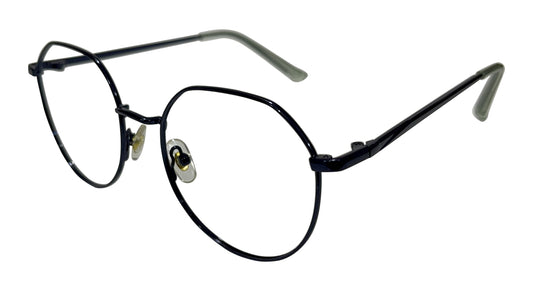 Dark Blue Hexa Round Eyeglasses