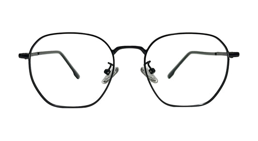Matte Black Round Hexa Eyeglasses