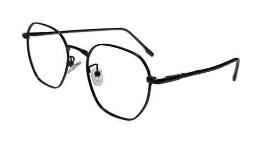 Matte Black Round Hexa Eyeglasses