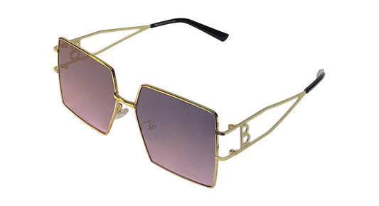 Purple Big Square Golden Metal Sunglasses