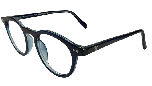 Glossy Blue Round Eyeglasses