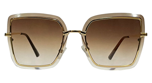 Golden Frame with Dark Brown Lenses