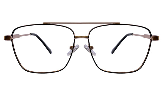 Golden and Black Rectangle Eyeglasses