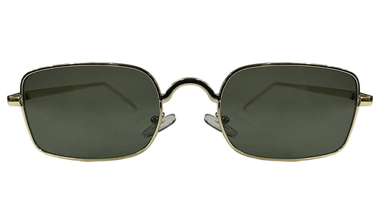 Green Lenses With Golden Rim Rectangle Sunglasses