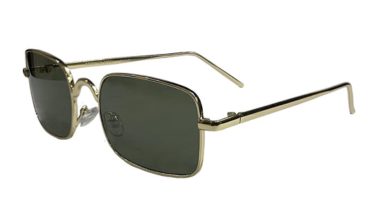 Green Lenses With Golden Rim Rectangle Sunglasses