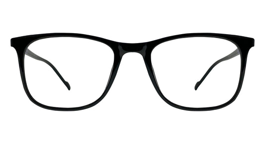 Glossy Black with Blue Square Eyeglasses