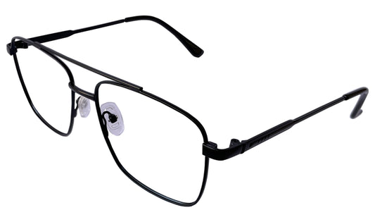 Matte Black Rectangle Metal Eyeglasses