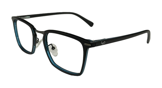 Matte Black and Blue Eyeglasses