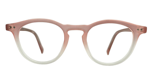 Matte Pink & White Round Eyeglasses