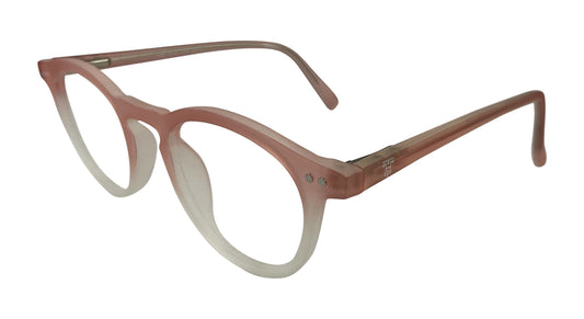 Matte Pink & White Round Eyeglasses