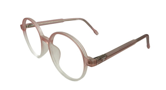 Matte Pink & White Round Eyeglasses