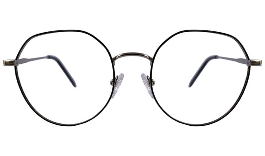 Silver and Black Hexa-round Eyeglasses