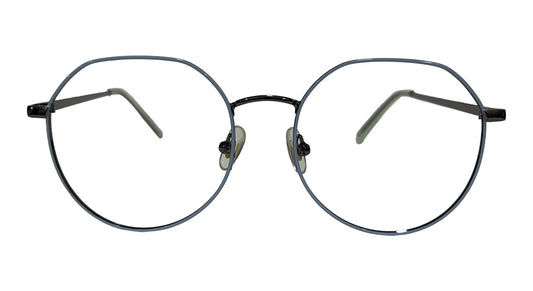 Skyblue with Gunmetal Hexa Round Eyeglasses