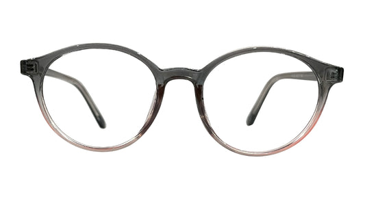 Transparent Black & Red Round Eyeglasses