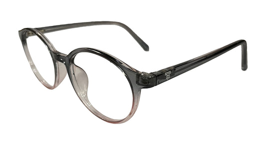 Transparent Black & Red Round Eyeglasses