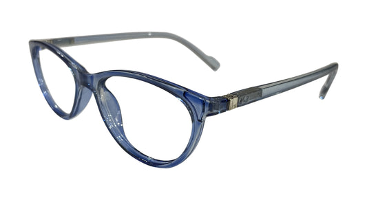Transparent Blue Oval Eyeglasses