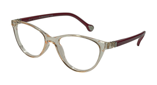 Transparent Orange Oval Eyeglasses