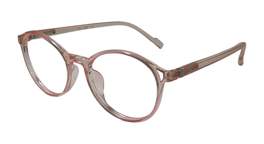 Transparent Pink Round Eyeglasses