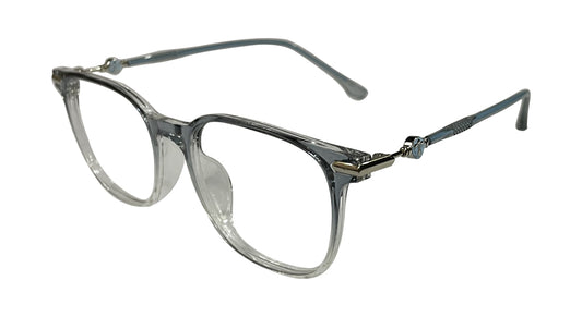 Transparent Blue Rectangle Eyeglasses