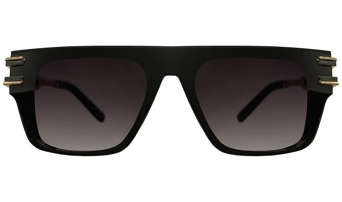Black and Golden Rectangle Sunglasses - Bombay Optical