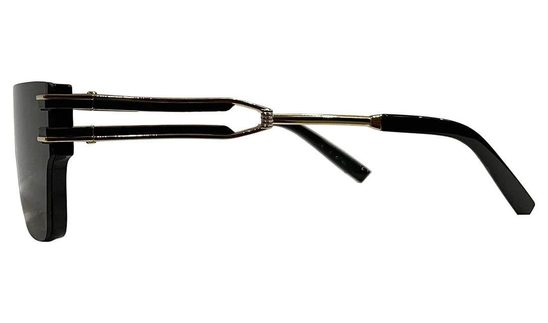 Black and Golden Rectangle Sunglasses - Bombay Optical