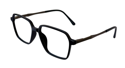 Blue With Gunmetal Rectangle Eyeglasses side view - Bombay Optical