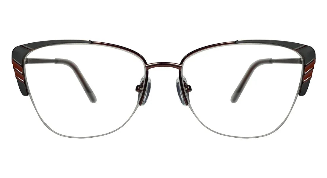 Cinnamon Brown with Black Cateye Eyeglasses - front view