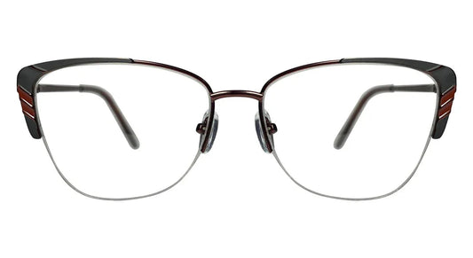 Cinnamon Brown with Black Cateye Eyeglasses - front view