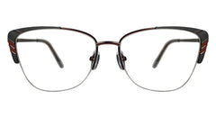 Cinnamon Brown with Black Cateye Eyeglasses - front view