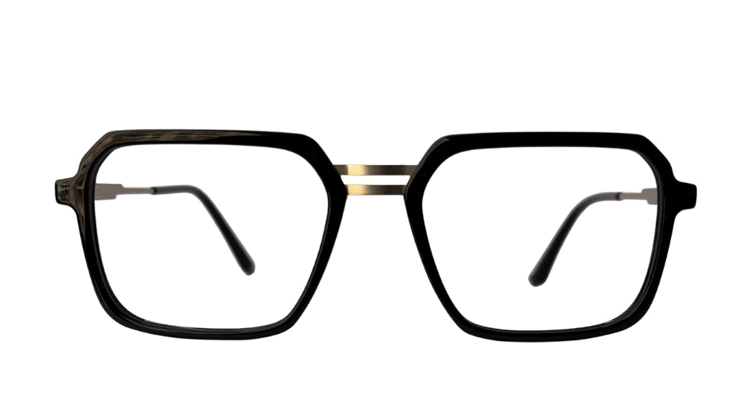 Black Rectangle Metal Eyeglasses with Double Bridge - Bombay Optical