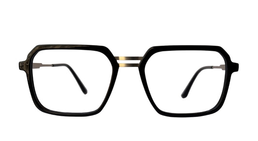 Black Rectangle Metal Eyeglasses with Double Bridge
