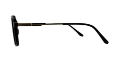 Black Rectangle Metal Eyeglasses with Double Bridge