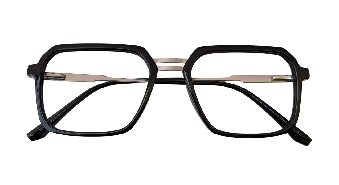 Black Rectangle Metal Eyeglasses with Double Bridge - Bombay Optical