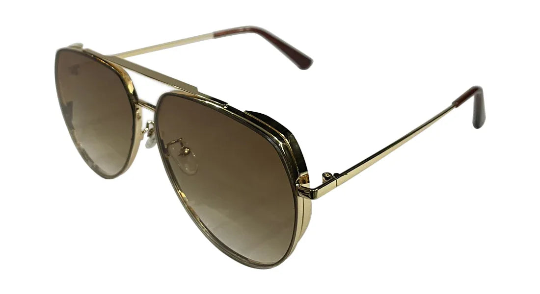Golden and Brown Aviator Sunglasses - Bombay Optical