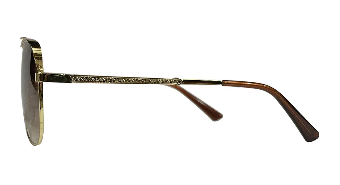 Golden and Brown Aviator Sunglasses - Bombay Optical
