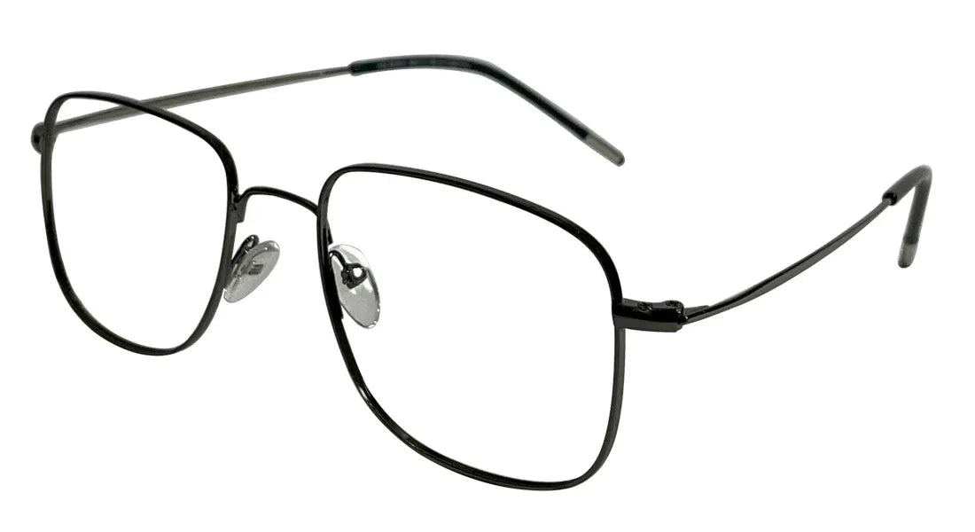Square Gunmetal Eyeglasses - side angle view showing gunmetal finish