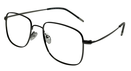 Square Gunmetal Eyeglasses - side angle view showing gunmetal finish