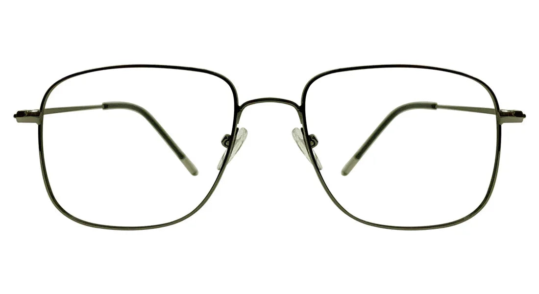 Square Gunmetal Eyeglasses - front view, full metal frame
