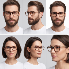 Havana & Golden Rectangle Eyeglasses worn by models - Bombay Optical